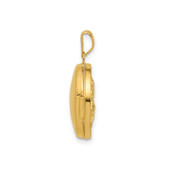 14k Yellow Gold With White Rhodium Polished Saint Christopher 16mm Round Locket - JewelryAffairs