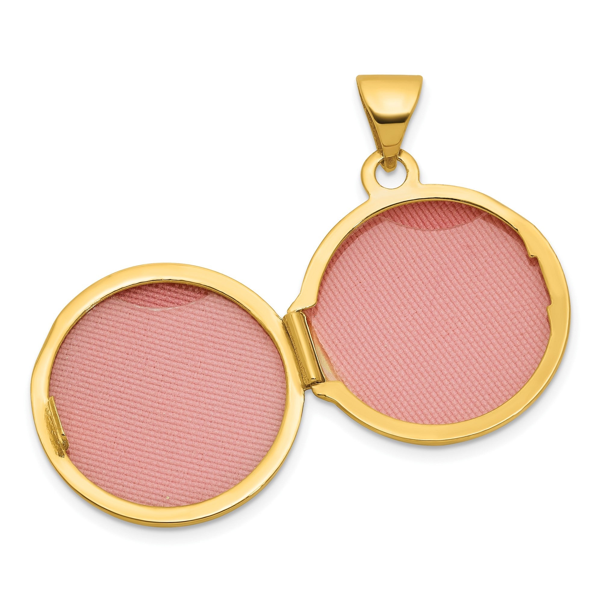 14k Yellow Gold With White Rhodium Polished Saint Christopher 16mm Round Locket - JewelryAffairs