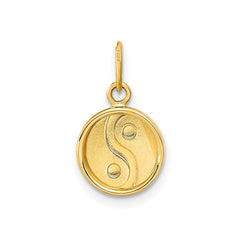 14K Yellow Gold Yin and Yang Enamel Pendant, 12mm