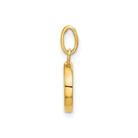 14K Yellow Gold Yin and Yang Enamel Pendant, 12mm