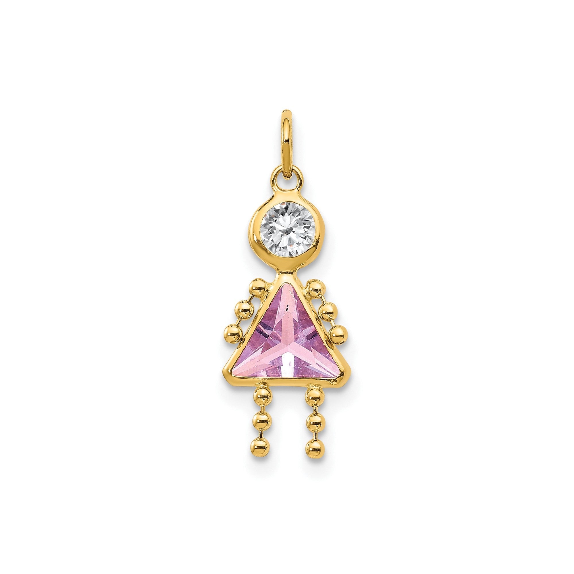 14k Yellow Real Gold Female Birthstone Pendant Charm , 20x10mm - JewelryAffairs