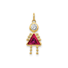 14k Yellow Real Gold Female Birthstone Pendant Charm , 20x10mm