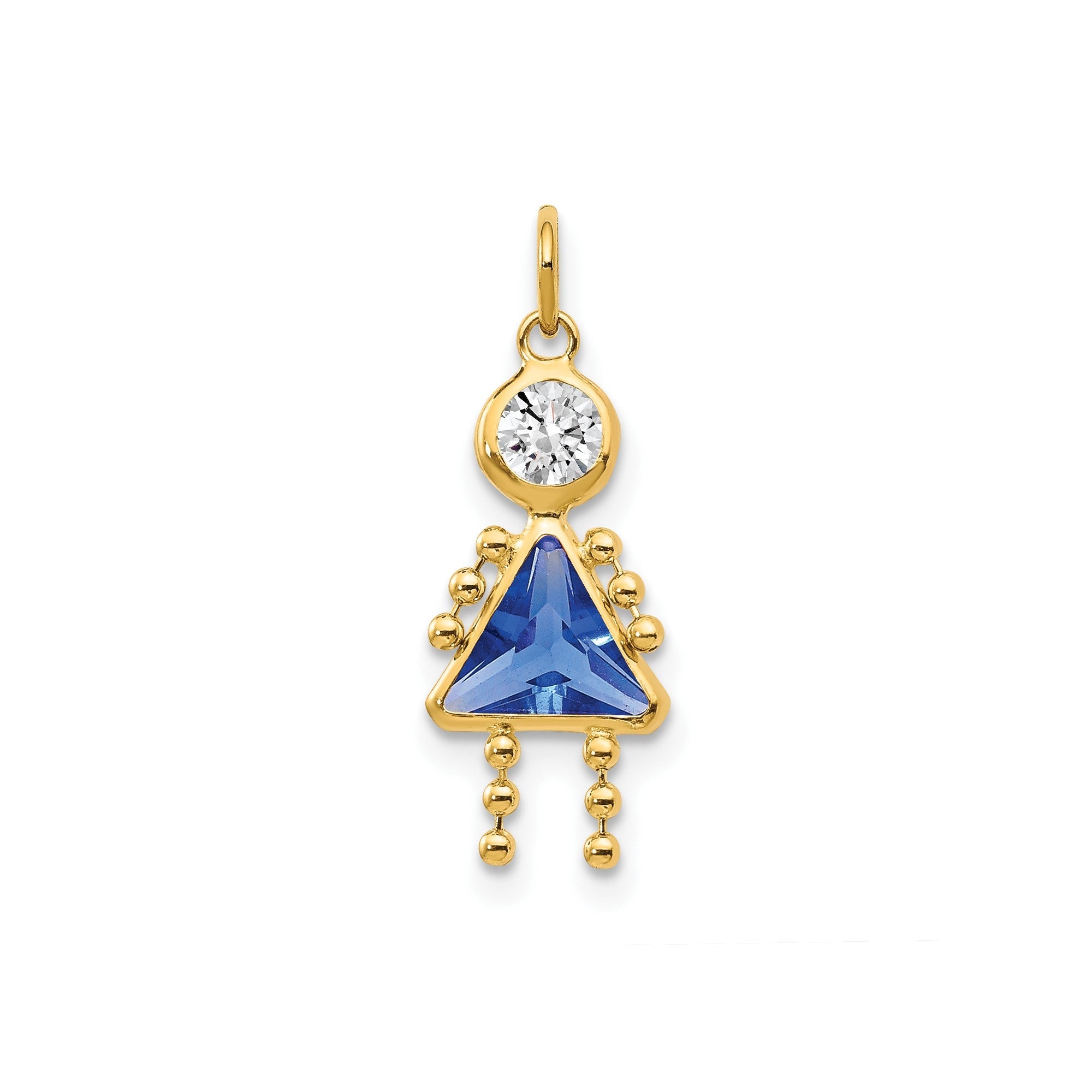14k Yellow Real Gold Female Birthstone Pendant Charm , 20x10mm - JewelryAffairs
