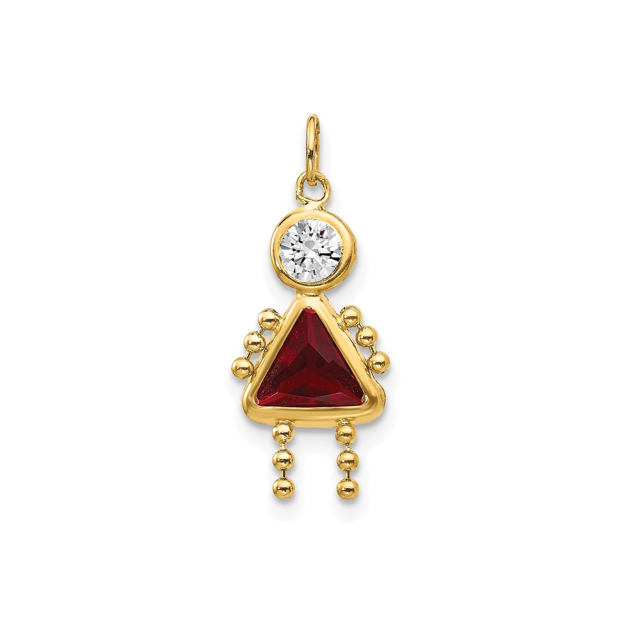 14k Yellow Real Gold Female Birthstone Pendant Charm , 20x10mm - JewelryAffairs