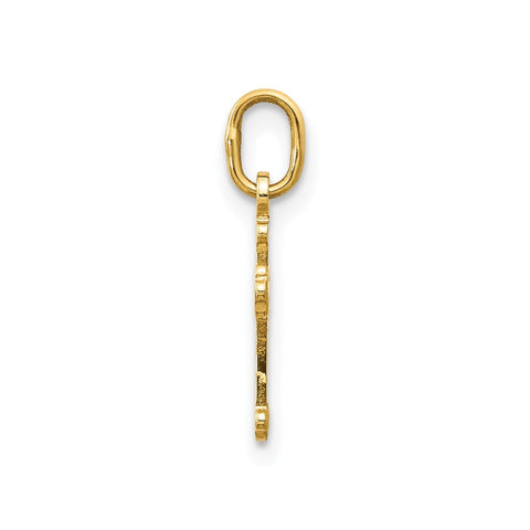 14k Yellow Real Gold Mini High Polished Cross Charm Pendant, 18x8mm
