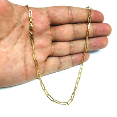 14k Yellow Real Gold Paperclip Chain Necklace, 3mm