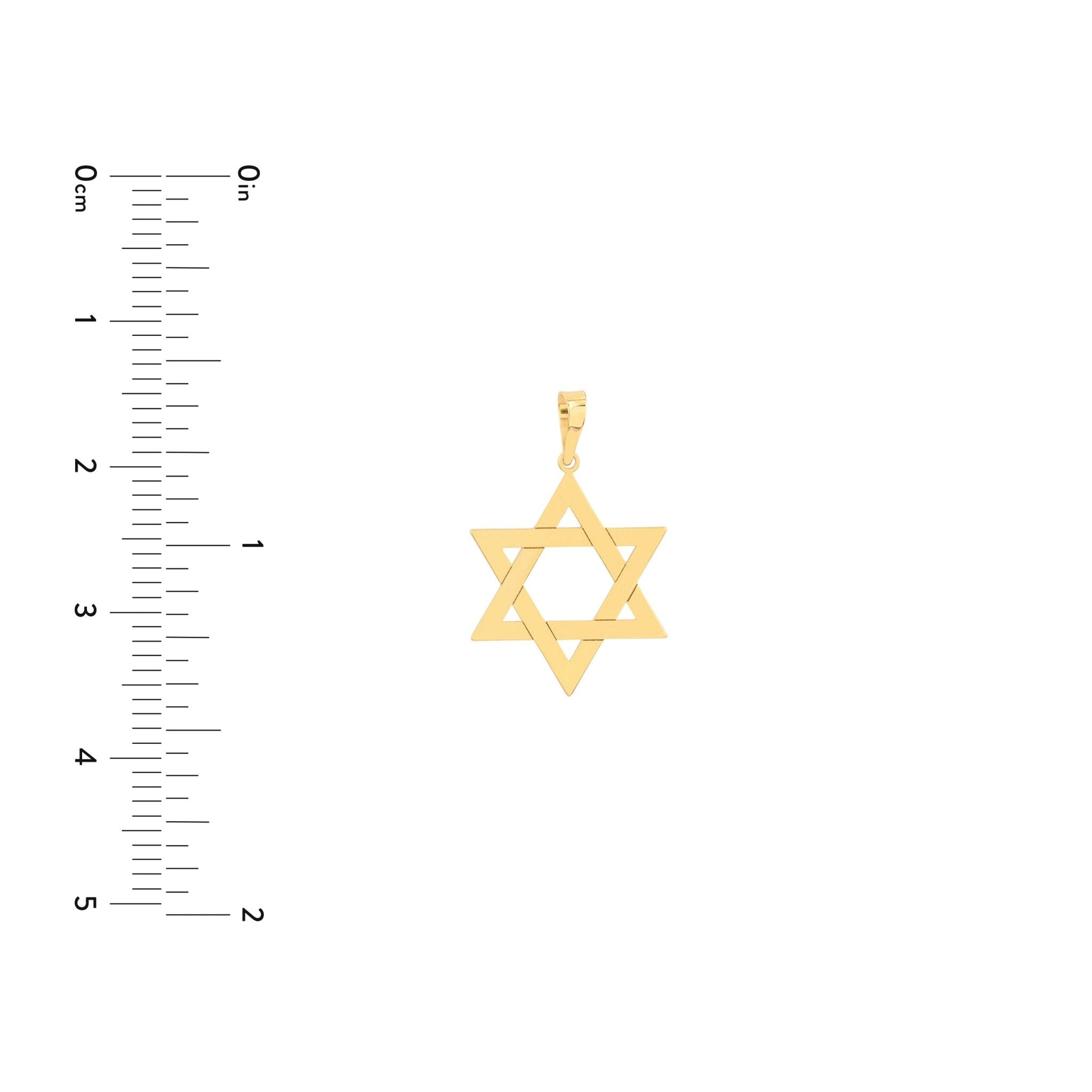 14k Yellow Real Gold Star of David Woven Pendant - JewelryAffairs