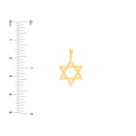 14k Yellow Real Gold Star of David Woven Pendant