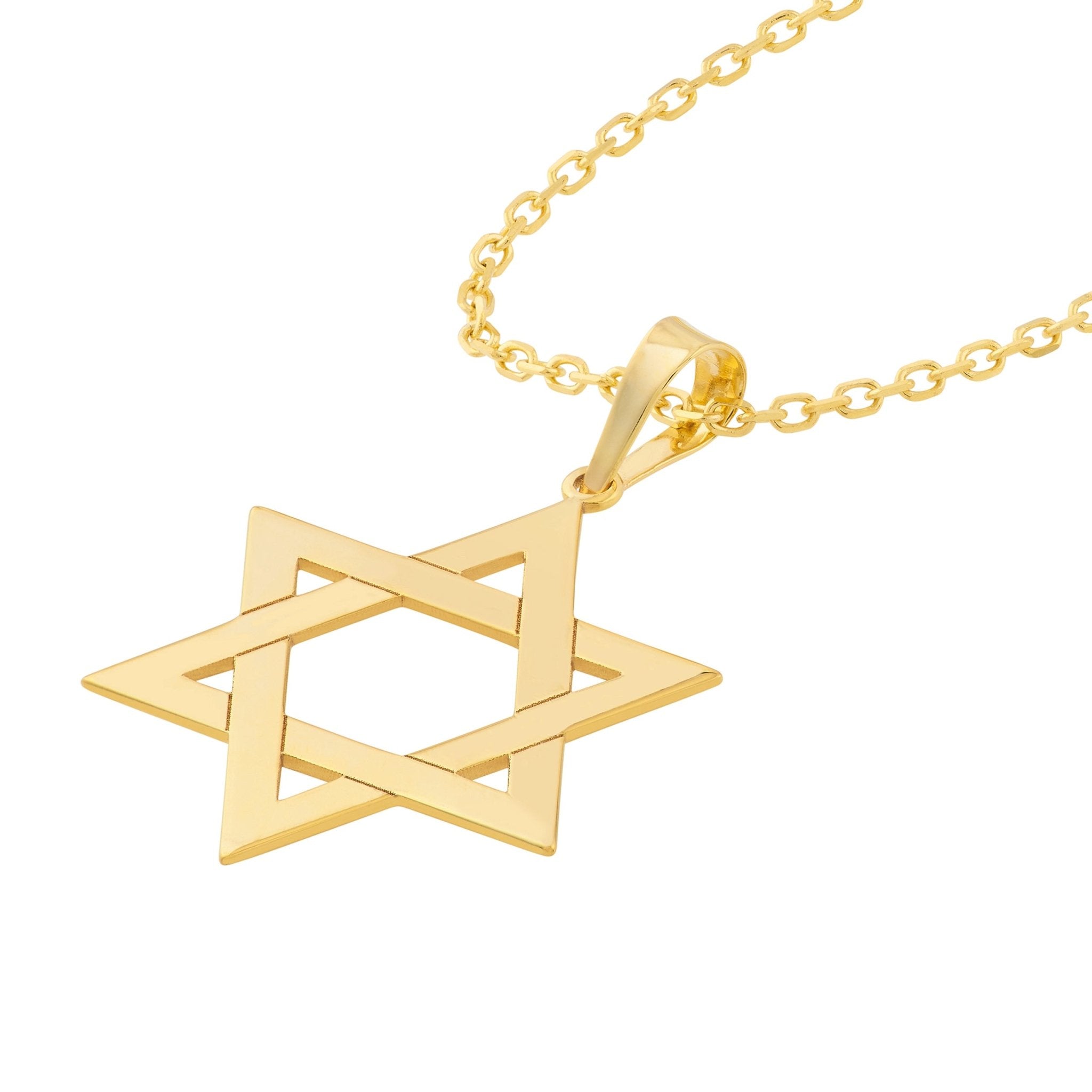 14k Yellow Real Gold Star of David Woven Pendant - JewelryAffairs