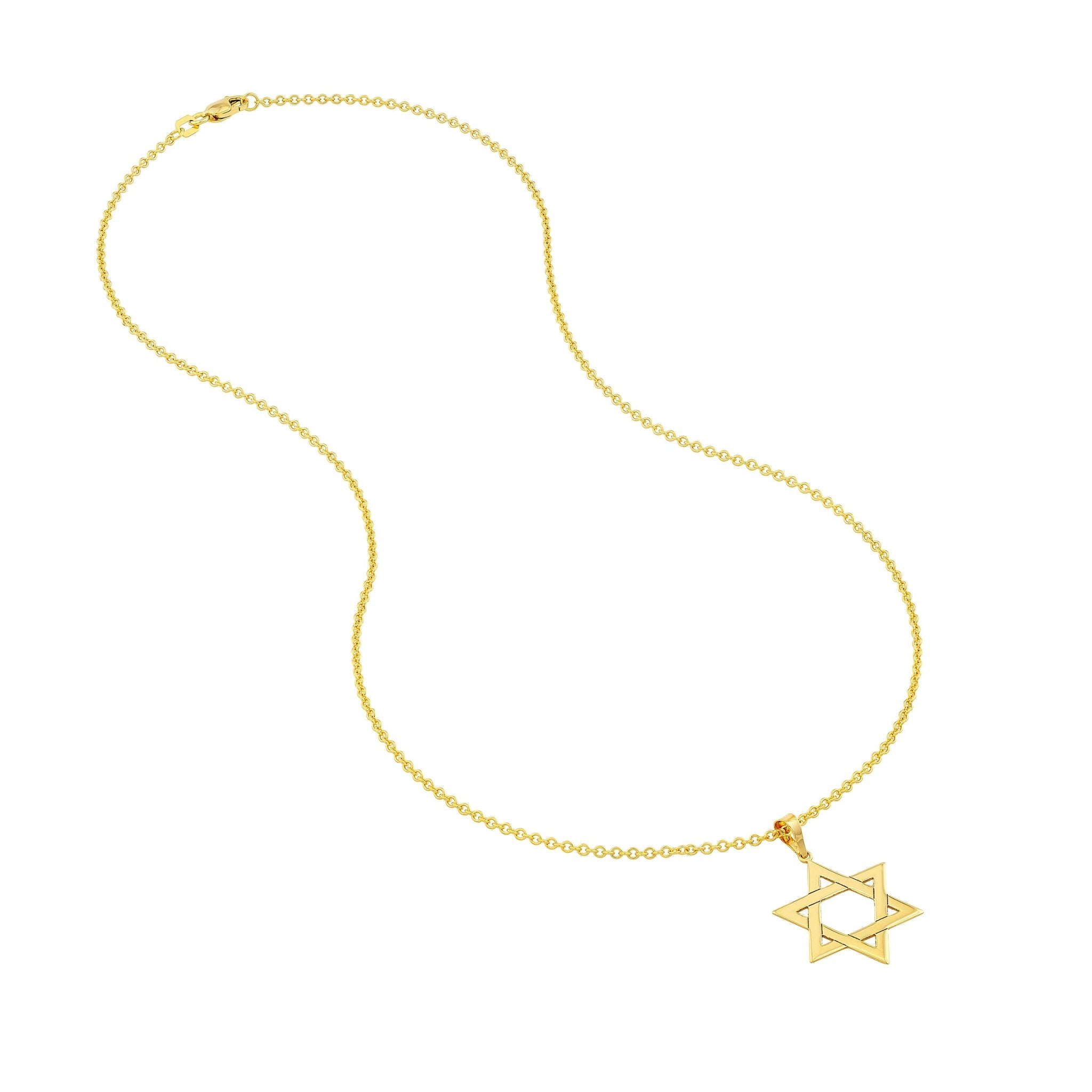 14k Yellow Real Gold Star of David Woven Pendant - JewelryAffairs