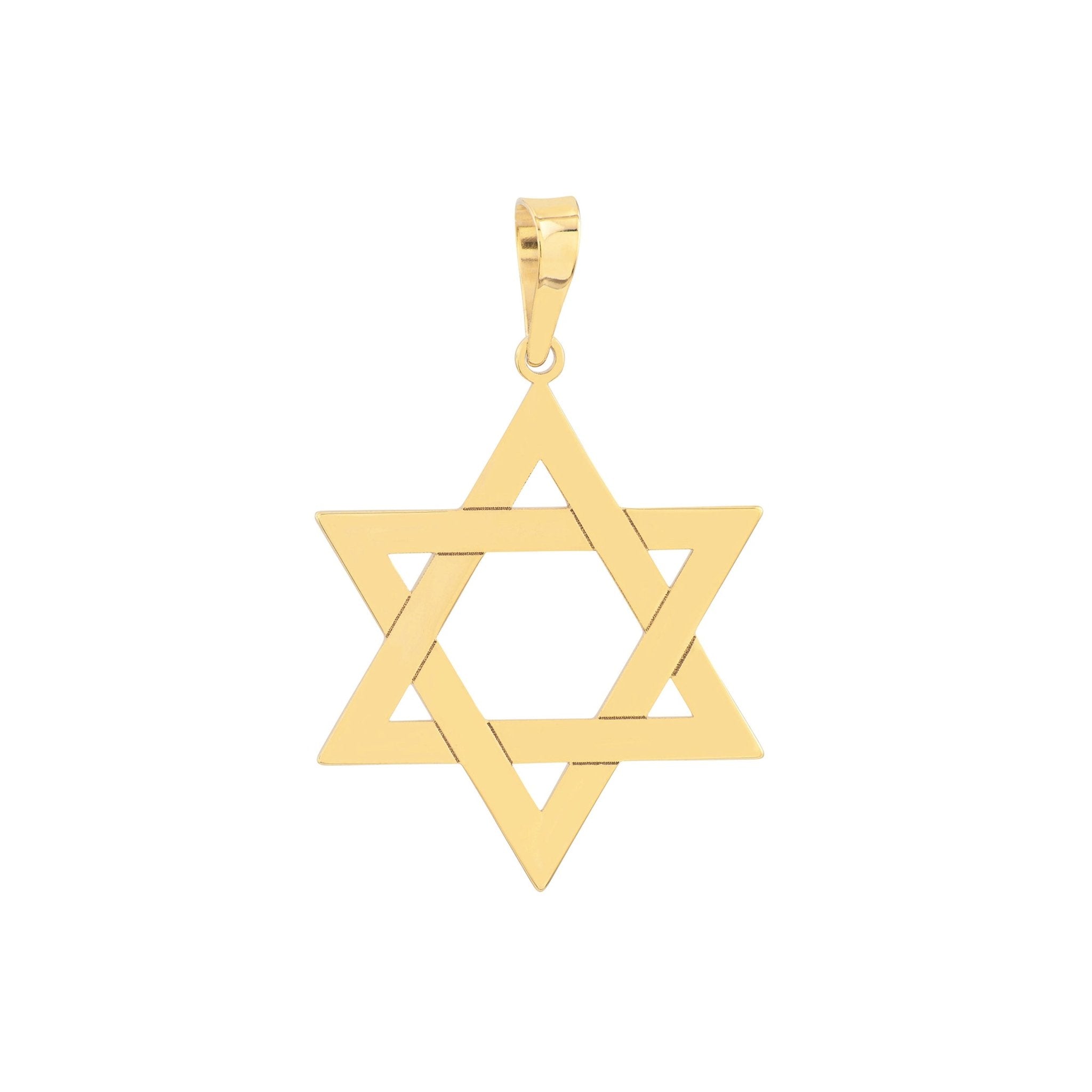 14k Yellow Real Gold Star of David Woven Pendant - JewelryAffairs