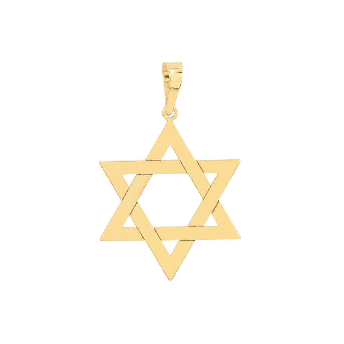 14k Yellow Real Gold Star of David Woven Pendant - JewelryAffairs