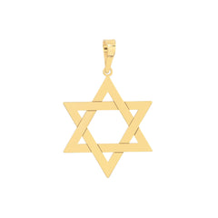 14k Yellow Real Gold Star of David Woven Pendant - JewelryAffairs