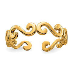 14K Yellow Real Gold Swirl Design Cuff Style Adjustable Toe Ring - JewelryAffairs