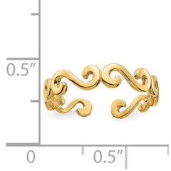14K Yellow Real Gold Swirl Design Cuff Style Adjustable Toe Ring - JewelryAffairs