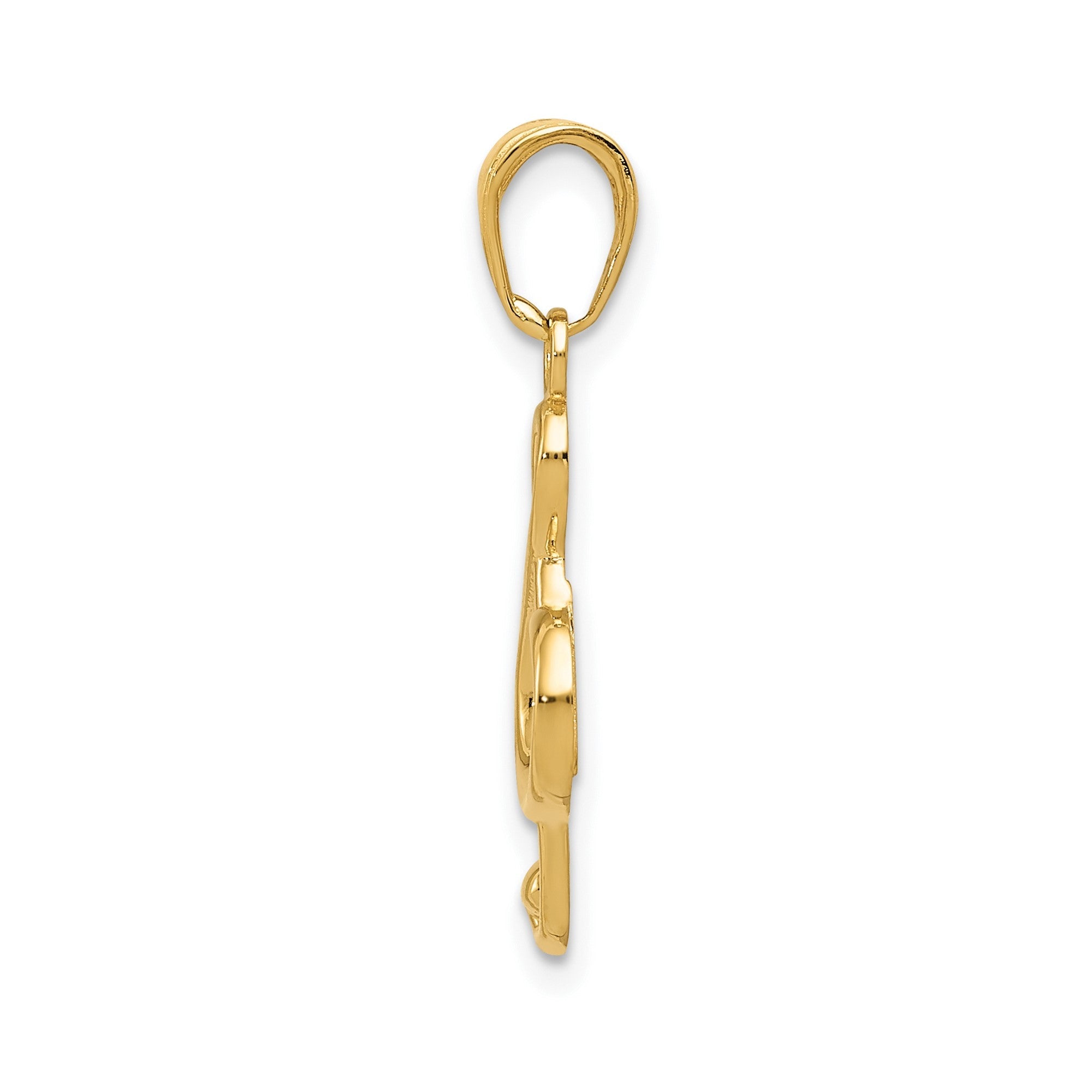 14k Yellow Real Gold Treble Clef Music Pendant, 25x8mm - JewelryAffairs