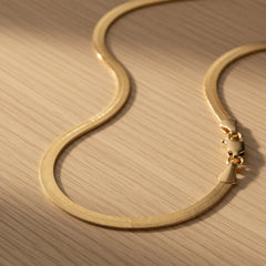 14k Yellow Real Solid Gold Imperial Herringbone Chain Necklace, 6.0mm, 18 - JewelryAffairs