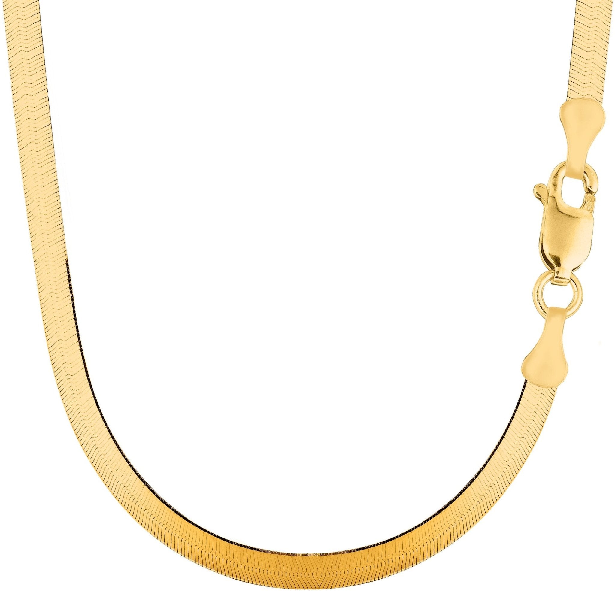 14k Yellow Real Solid Gold Imperial Herringbone Chain Necklace, 6.0mm, 18 - JewelryAffairs
