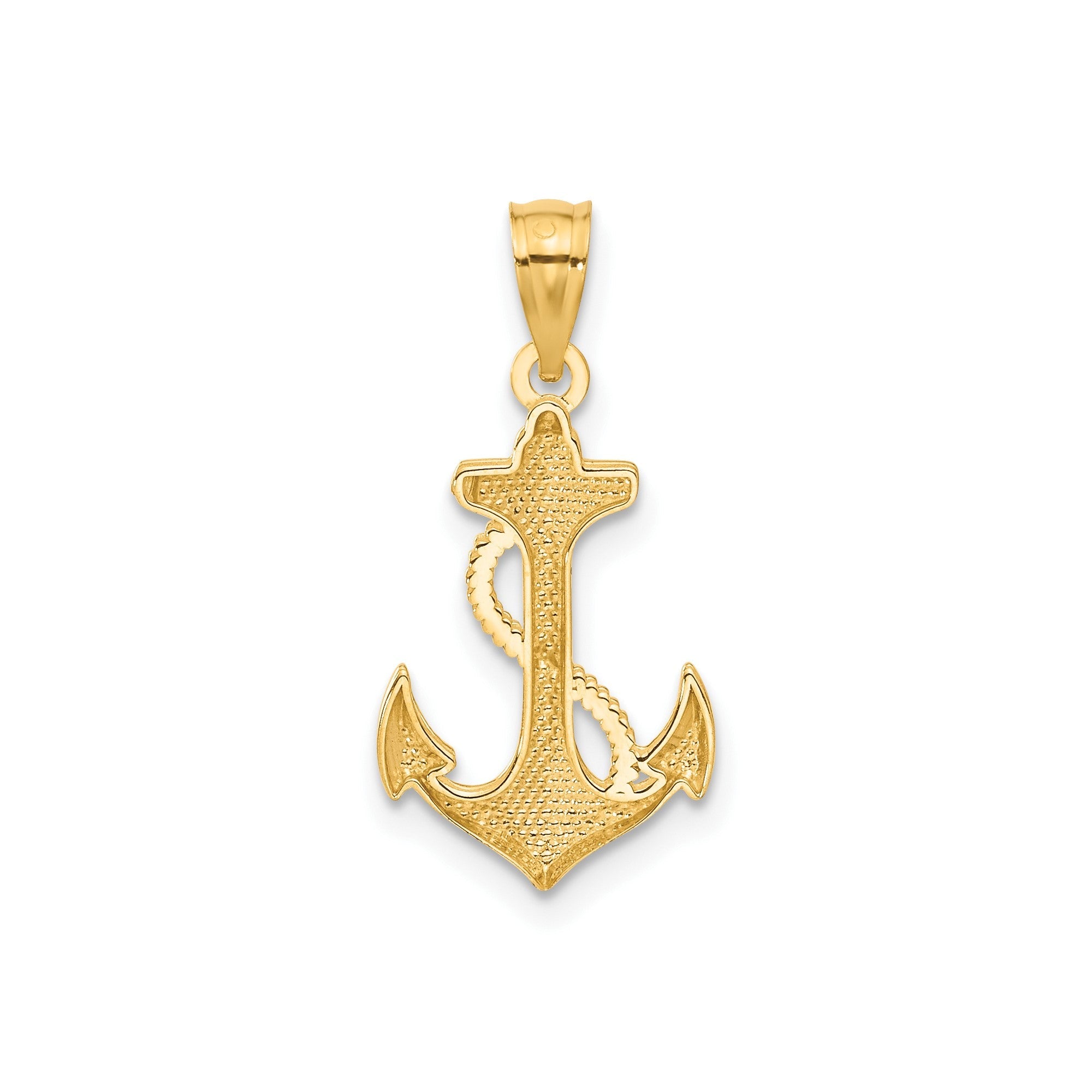 14k Yellow Solid Gold Anchor Pendant, 22x12mm - JewelryAffairs