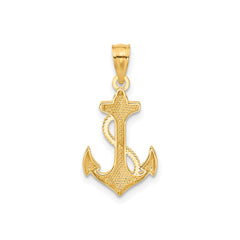 14k Yellow Solid Gold Anchor Pendant, 22x12mm - JewelryAffairs