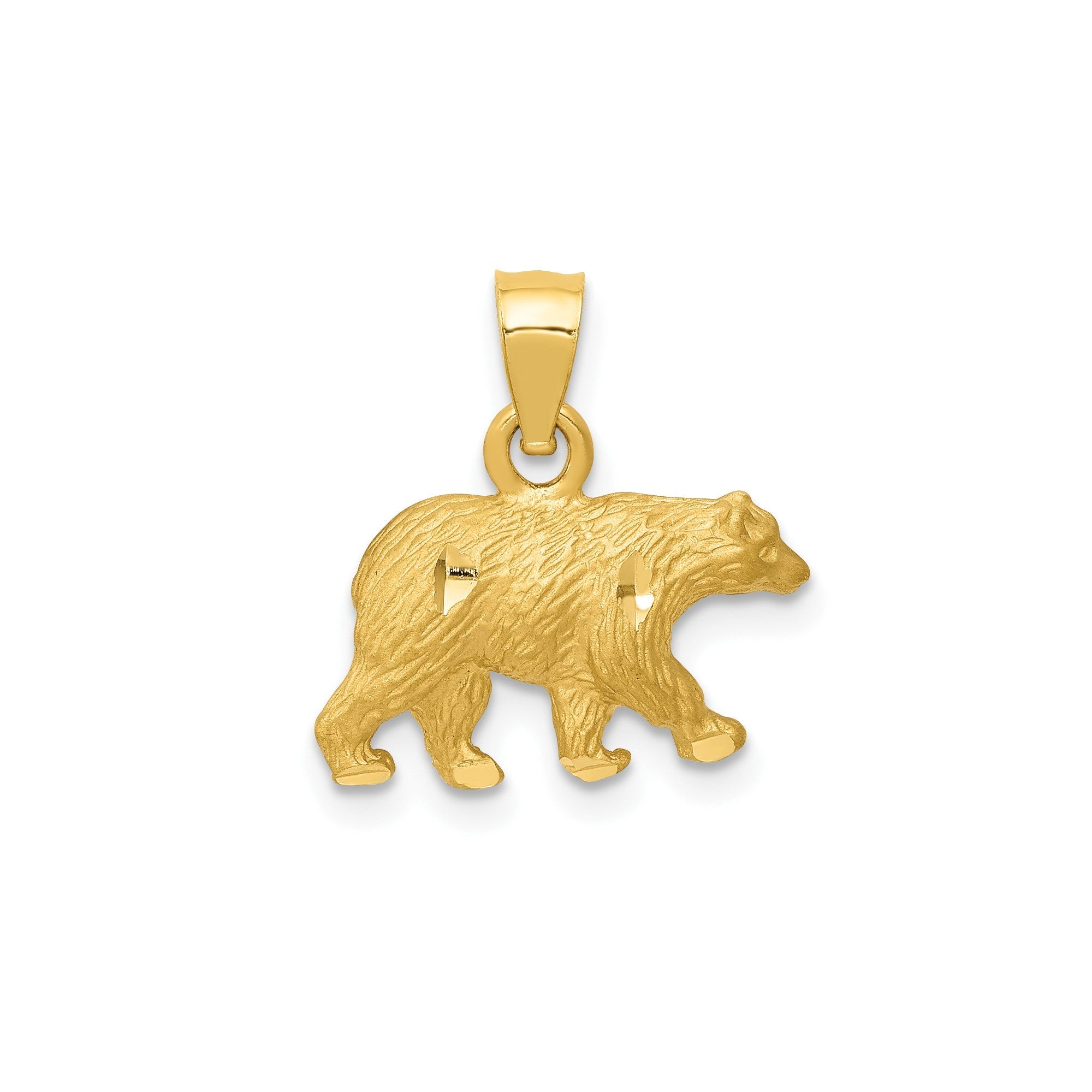 14K Yellow Solid Gold Bear Pendant Charm Pendant, 12x10mm - JewelryAffairs