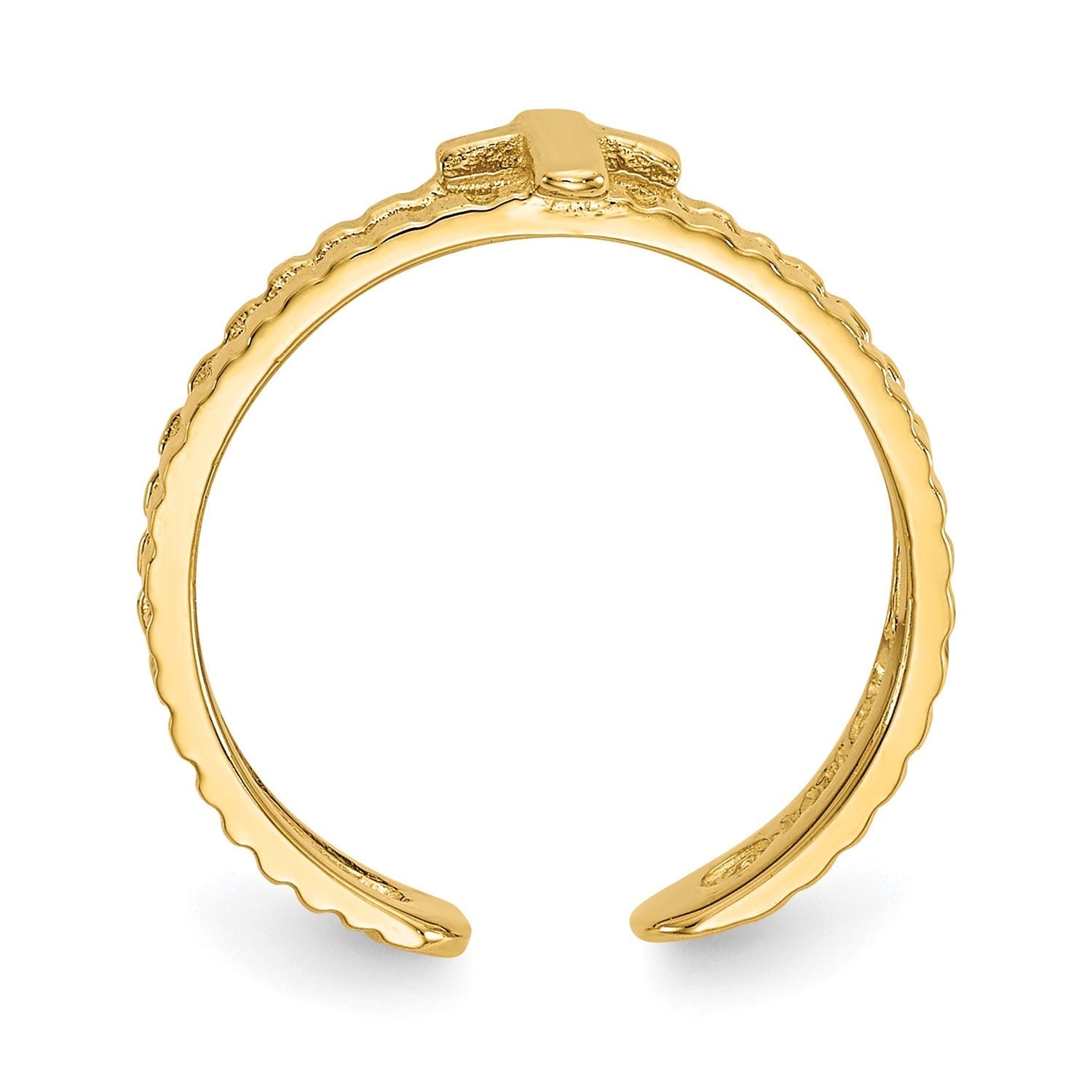 14k Yellow Solid Gold Cross Design Toe Summer Ring - JewelryAffairs