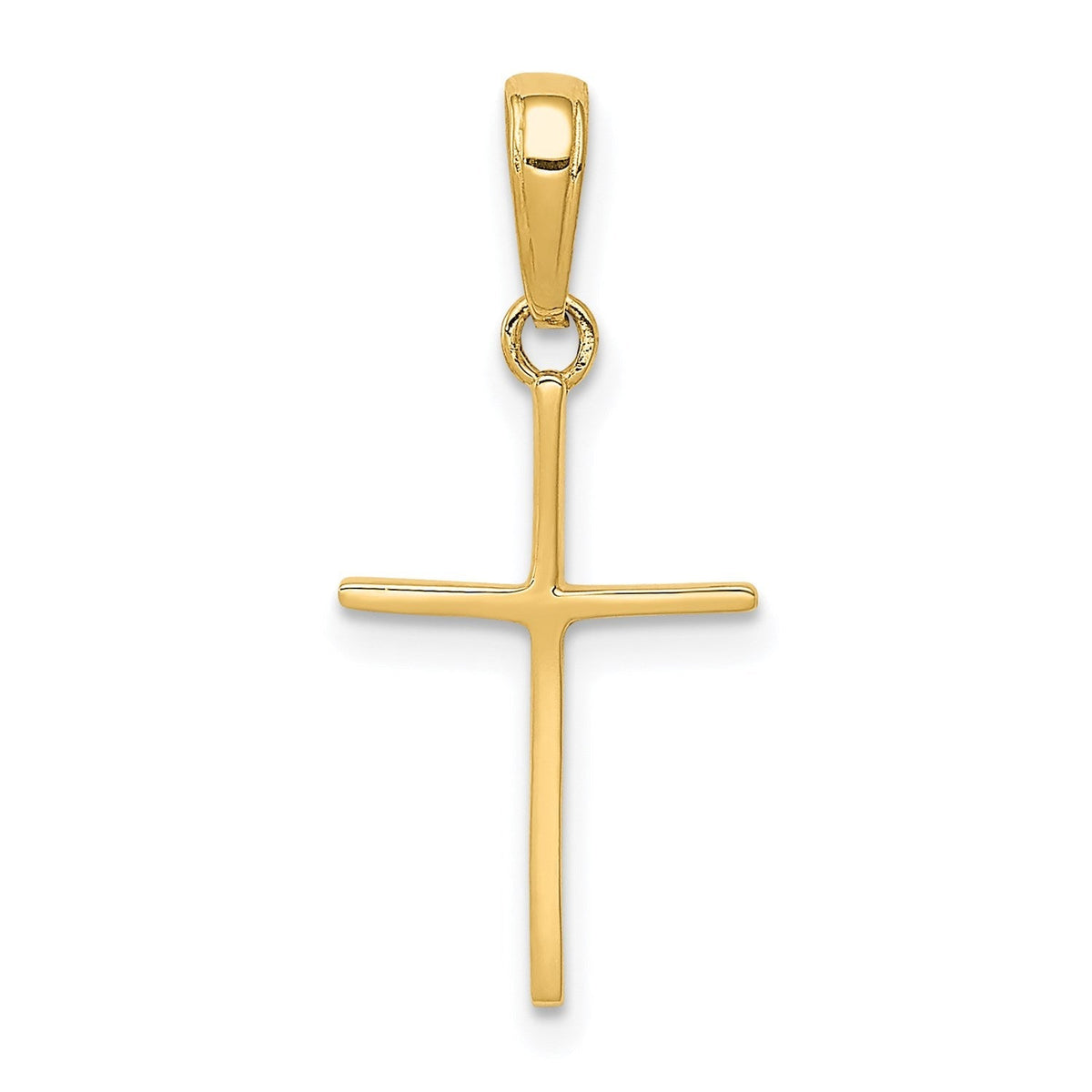 14k Yellow Solid Gold High Polished Cross Unisex Pendant, 24x11mm