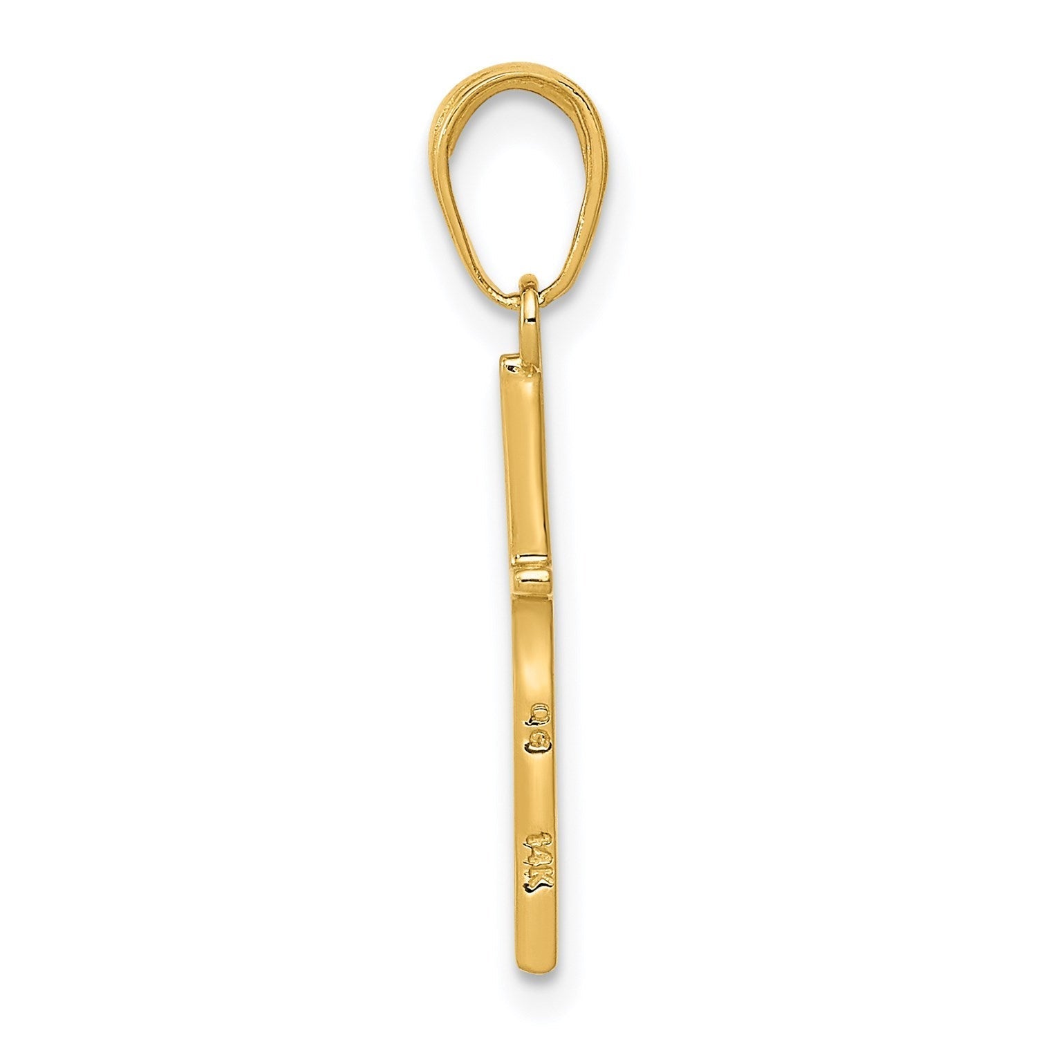 14k Yellow Solid Gold High Polished Cross Unisex Pendant, 24x11mm