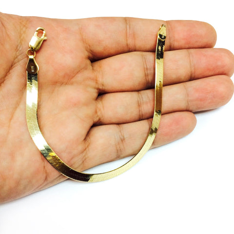 14k Yellow Solid Gold Imperial Herringbone Chain Bracelet, 5.0mm