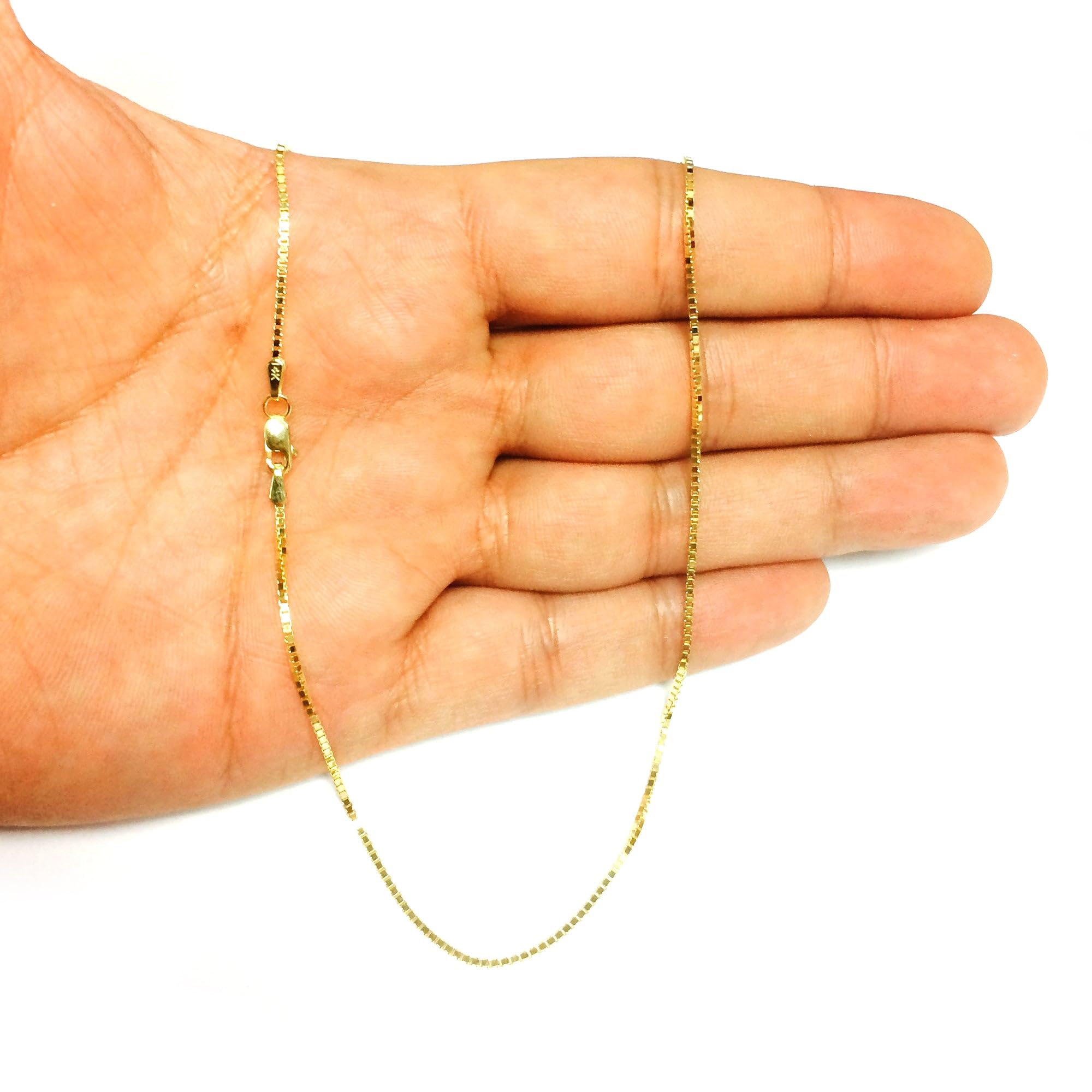 14k Yellow Solid Gold Mirror Box Chain Necklace, 1.2mm - JewelryAffairs