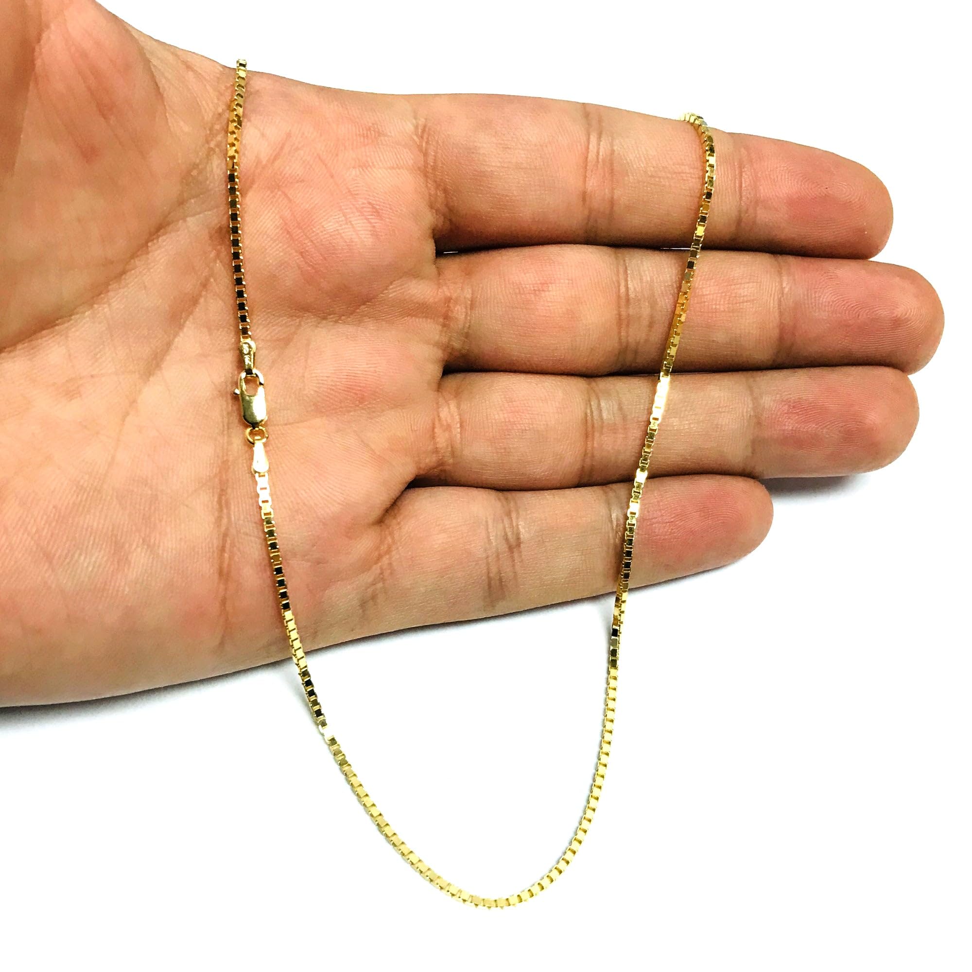 14k Yellow Solid Gold Mirror Box Chain Necklace, 1.4mm - JewelryAffairs