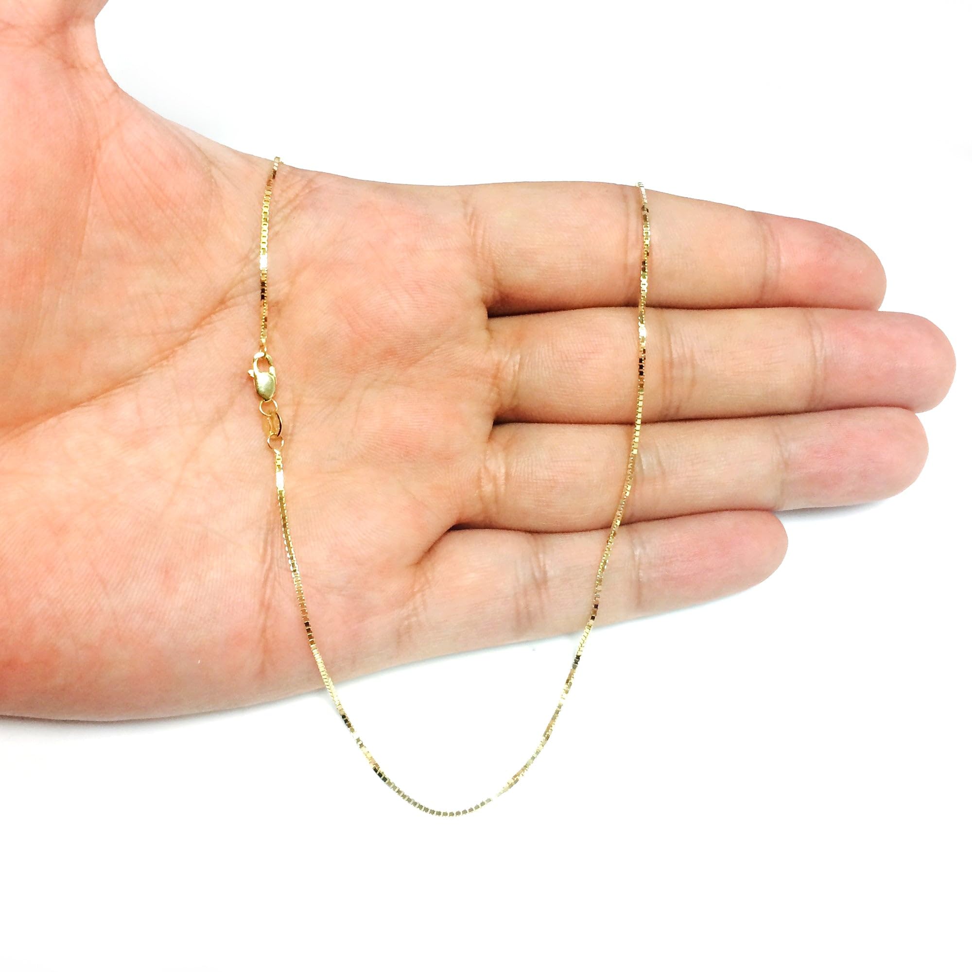 14k Yellow Solid Gold Mirror Box Chain Necklace, 1mm - JewelryAffairs