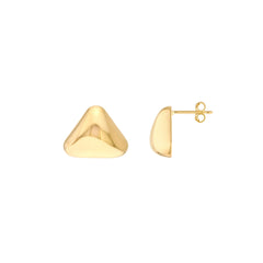 14k Yellow Solid Gold Triangular Stud Earrings,10mm - JewelryAffairs