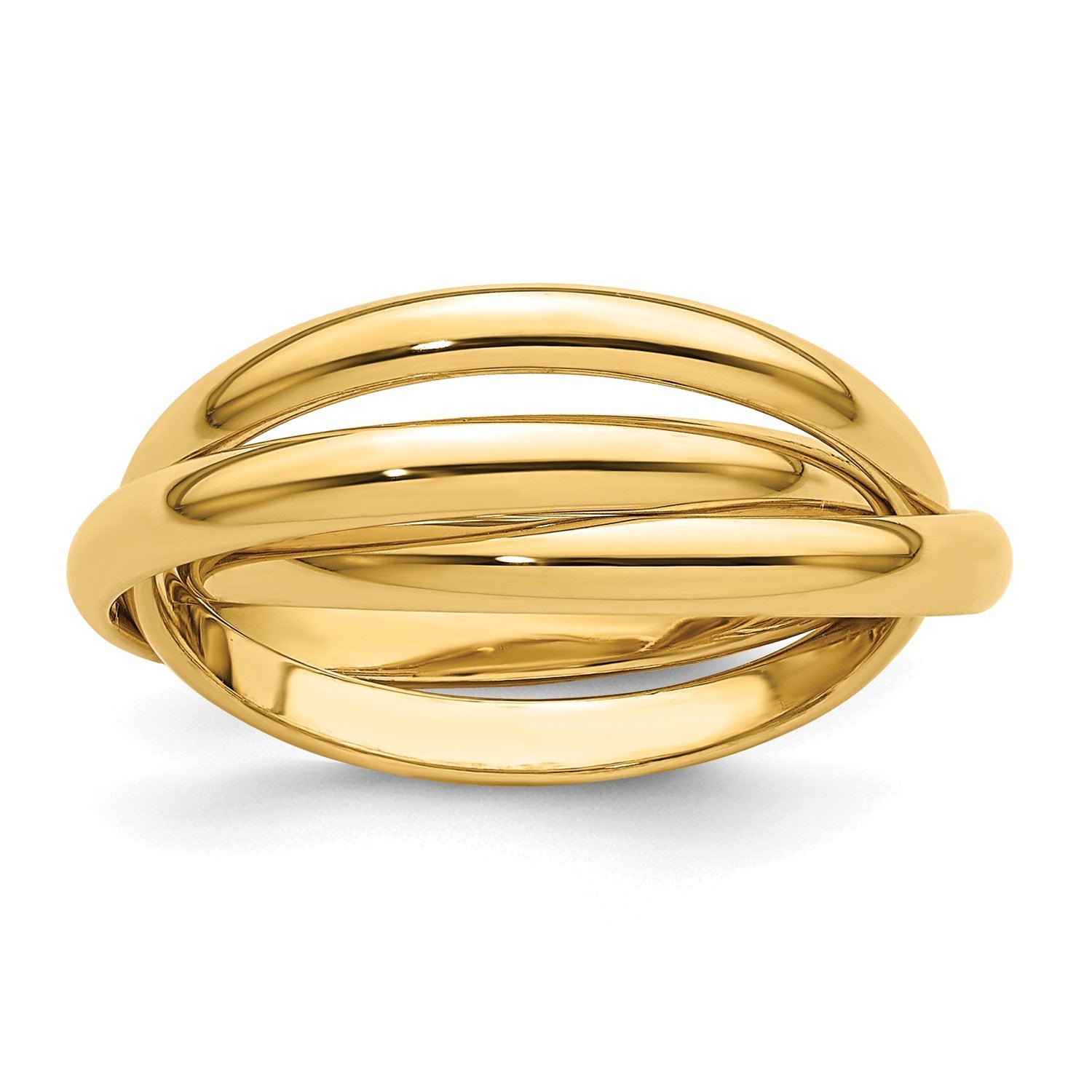 14K Yellow Solid Gold Trinity Rolling Ring - JewelryAffairs