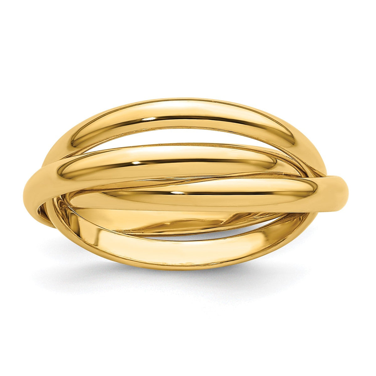 14K Yellow Solid Gold Trinity Rolling Ring - JewelryAffairs