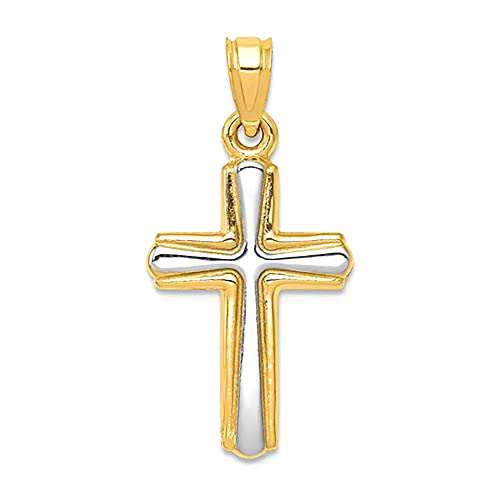 14k Yellow and White Gold Cross Unisex Pendant