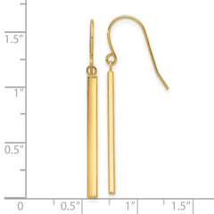 14K Yellow Gold Bar Drop Style Dangle Earrings
