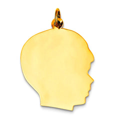 14K Yellow Gold Male Head Charm, 12 x 21 mm