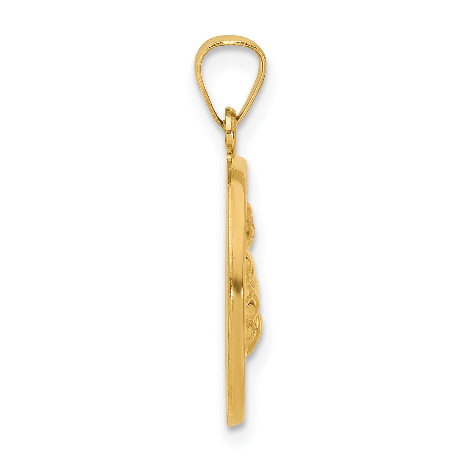 14K Yellow Gold Buddha Round Charm Pendant