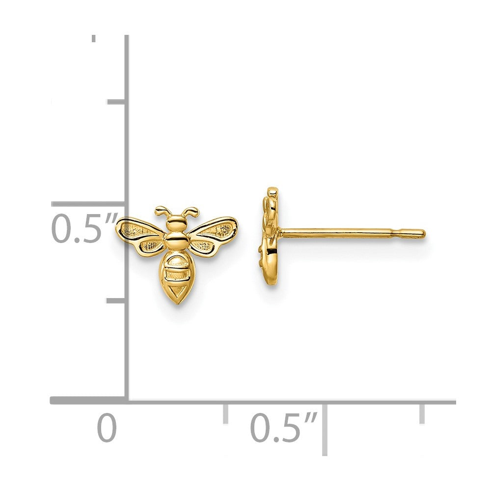 14k Yellow Gold Bumble Bee Post Stud Earrings
