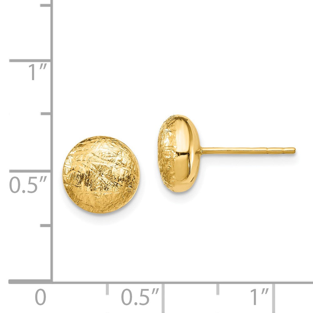 14K Yellow Gold Designer Ball Stud Earrings, 9mm