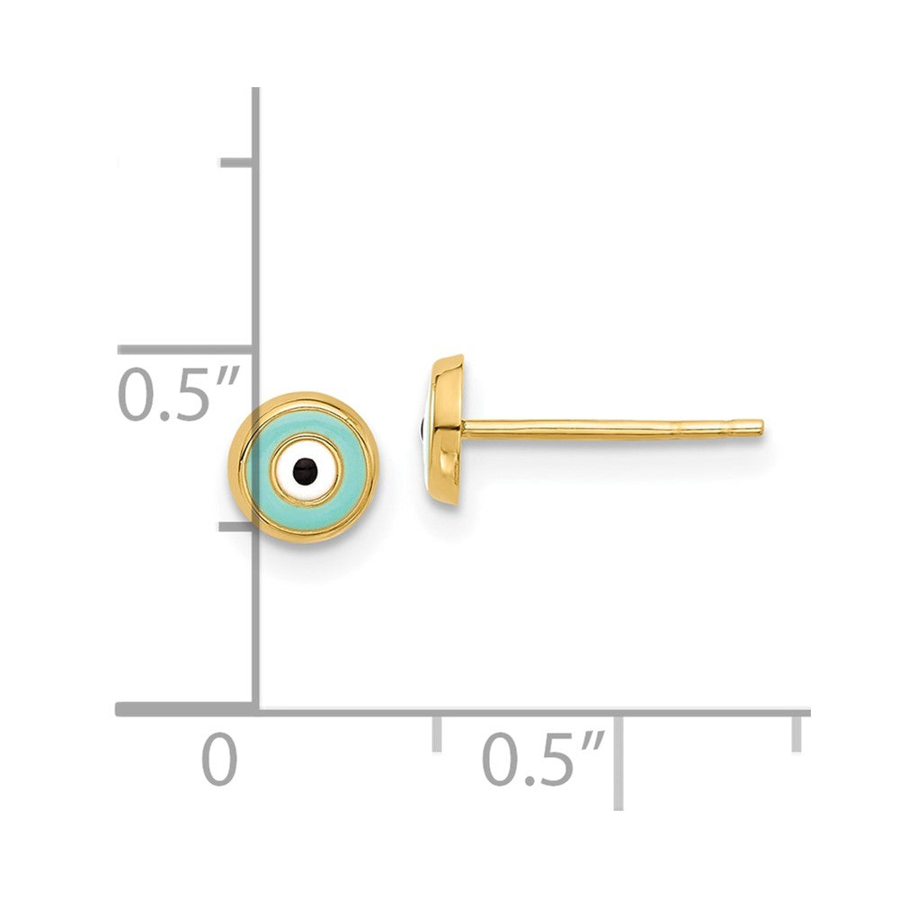 14K Yellow Gold Evil Eye Enamel Post Stud Earrings, 5mm