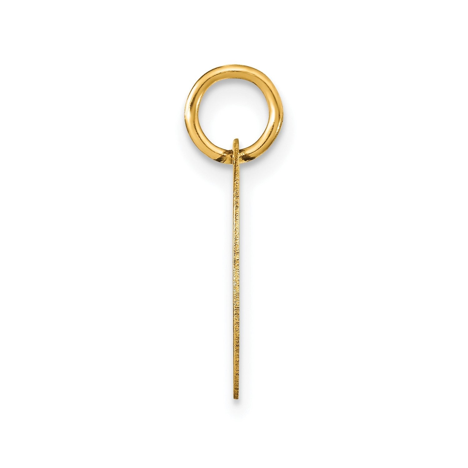 14K Yellow Gold High Polished Black Enamel Initial Disk Pendant 15mm