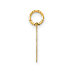 14K Yellow Gold High Polished Black Enamel Initial Disk Pendant 15mm
