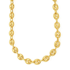 14k Yellow Gold Puffed Mariner Link Chain Necklace, 7mm