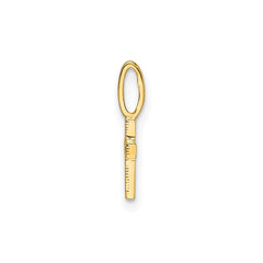 14k Yellow Real Gold CZ Stone Cross Pendant, 8x6mm
