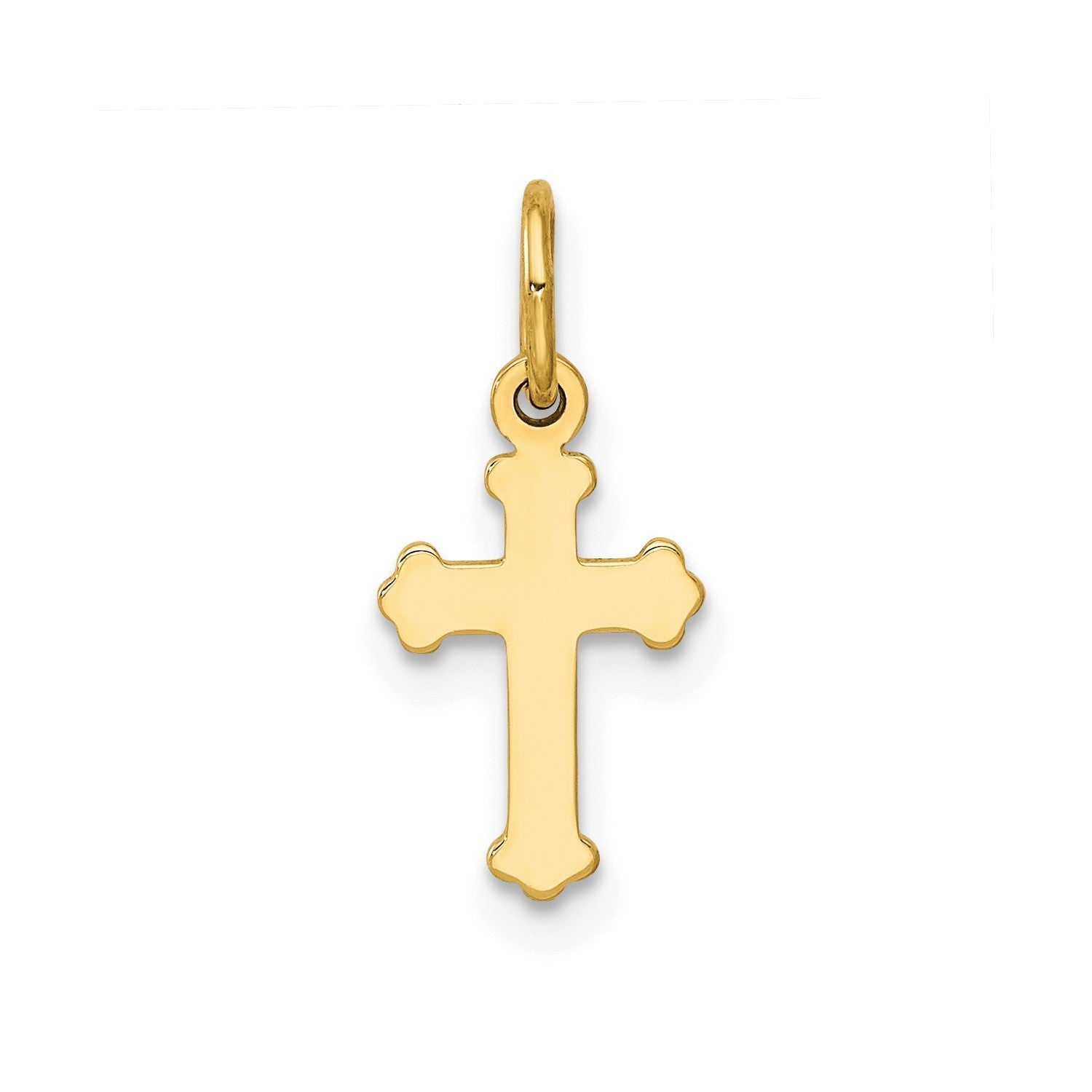 14k Yellow Real Gold Mini High Polished Cross Charm Pendant, 18x8mm