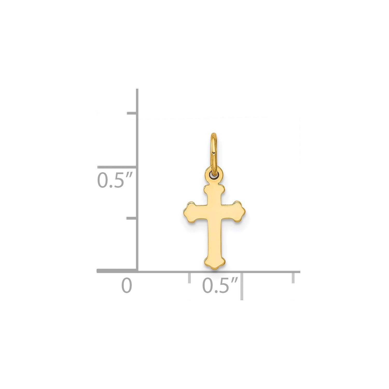 14k Yellow Real Gold Mini High Polished Cross Charm Pendant, 18x8mm