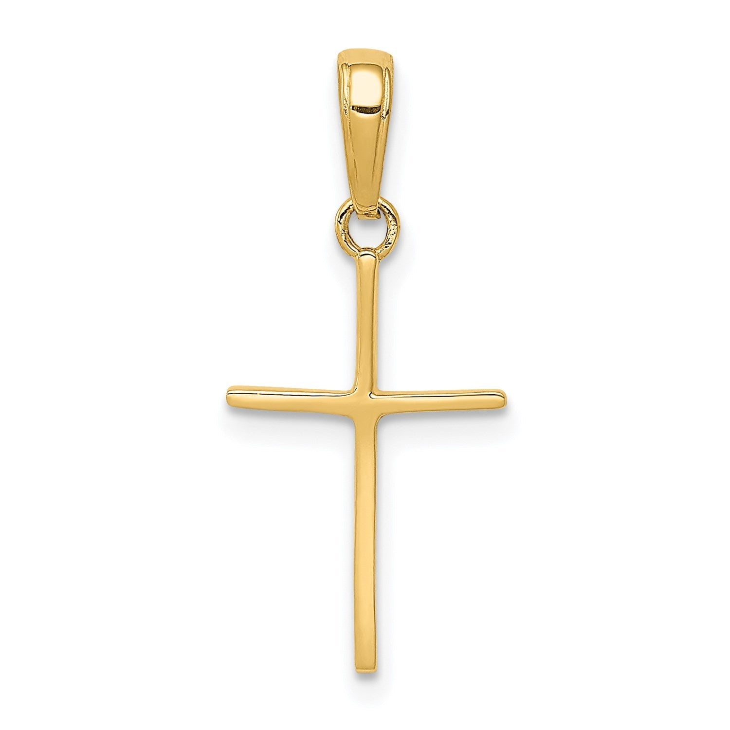 14k Yellow Solid Gold High Polished Cross Unisex Pendant, 24x11mm