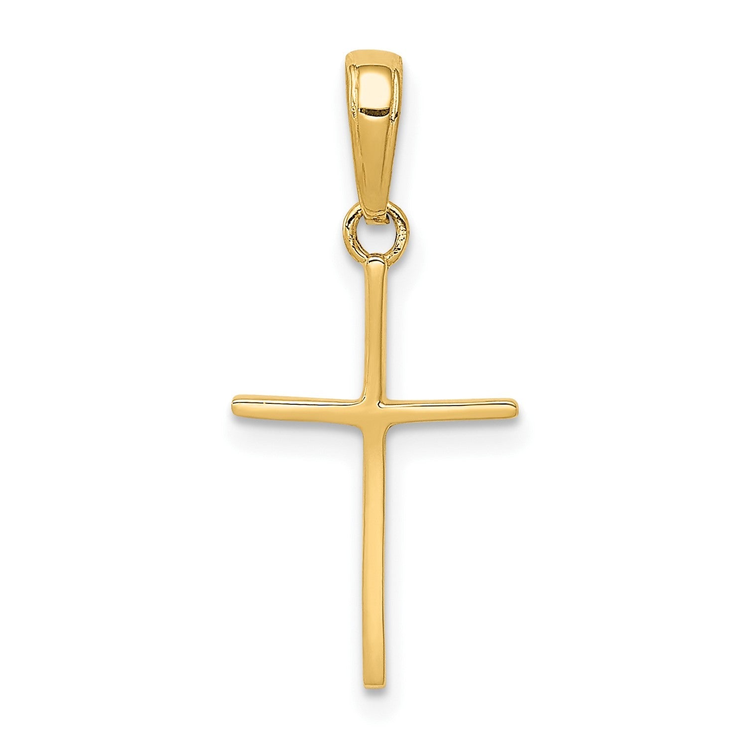 14k Yellow Solid Gold High Polished Cross Unisex Pendant, 24x11mm